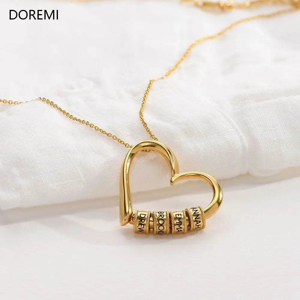 DOREMI Custom Name Gift Jewelry Thanksgiving Mother's Day Engraved DIY Beaded Women's Necklace